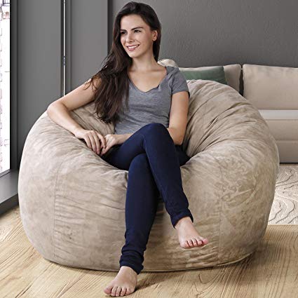 XXL Bean Bag Chair in Sand Dune - Big Faux Suede Comfort Cover with Memory Foam Filler - Gigantic Bed, Large Sofa, Cozy Lounger, Chill Mattress - Kids, Adults & Teens Love This Huge Sack Panda Sleep