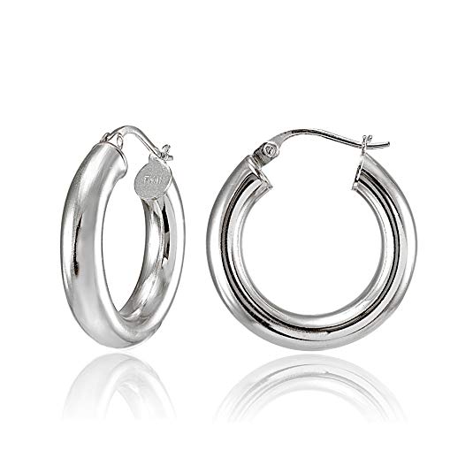 Hoops & Loops Sterling Silver 4mm High Polished Small Round Hoop Earrings