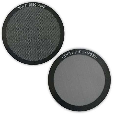 KOFFI ® DISC FINE & MESH - AeroPress Filter Twin Pack - Reusable Stainless Steel Metal Filters - Unlock Your Coffee’s Potential