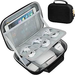 FYY Electronic Organizer Travel Case - Hard Travel Case for Electronics, Travel Cord Organizer Case for Chargers and Cords, Waterproof Cable Organizer Bag Tech Pouch, Travel Accessories - Black