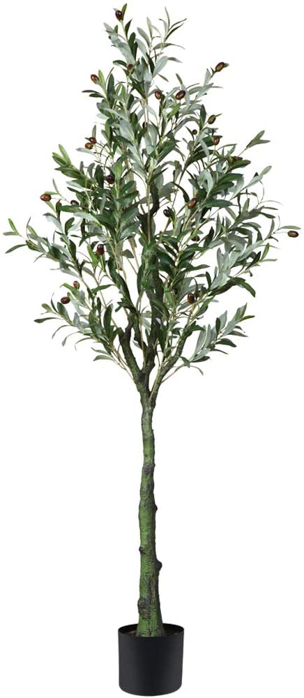 CROSOFMI Artificial Olive Tree Plants 5.2 Feet Fake Topiary Silk Tree Faux Plant for Indoor Outdoor Artificial Tree in Pot for House Home Office Modern Decoration Perfect Housewarming Gift