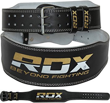RDX 4" Leather Weight Lifting Belt Back Gym Strap Training Support Fitness Exercise Bodybuilding