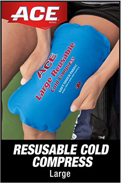 ACE-207517 Reusable Cold Compress, Ideal for sprains, strains, muscle aches, bumps, bruises and minor burns, Soft-touch fabric to apply directly to skin, Large-1 Count (Pack of 1)