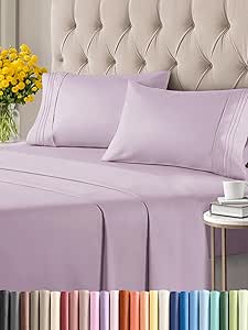 Twin 4 Piece Sheet Set - Breathable & Cooling Bed Sheets - Hotel Luxury Bed Sheets for Women, Men, Kids & Teens - Bedding w/ Deep Pockets & Easy Fit - Soft & Wrinkle Free - Twin Light Lavender Sheets