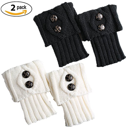 2 Pairs,Short Women Crochet Boot Cuffs Winter Cable Knit Leg Warmers