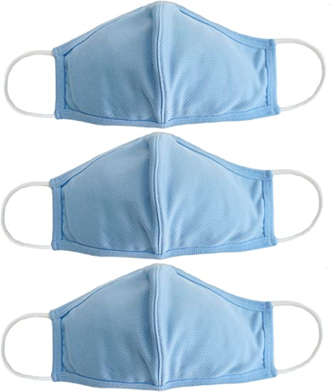 EnerPlex Large Size Blue Face Mask (3-Pack) Premium Quality Safety Mask 3-Ply Breathable Washable Reusable