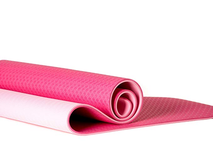 COACTIVE Athletics Premium TPE Yoga Mat – Extra thick (8mm) for comfort, yet lightweight. Ideal for your yoga practice, stretching and gym exercises. Eco-Friendly, Non-Toxic, PVC and Latex Free. (Pink)