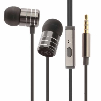 Wired In-Earphone Headphones,HoldSound EP-258 Wired Earphones Universal Drive-by-wire Hifi Stereo Metal Earbuds with Microphone 3.5mm jack for Cellphone Computer MP3 (Gray)