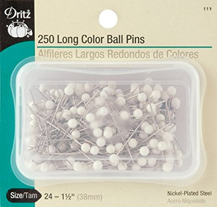 Dritz 1-1/2-Inch Long Color Ball Pins 250 Count