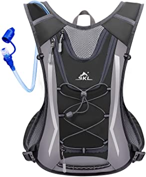 SKL Hydration Pack Hydration Backpack Vest with Water Bladder 2L, Daypack Insulated Adjustable Water Backpack Lightweight Fits Men Women for Running Cycling Biking Hiking Climbin