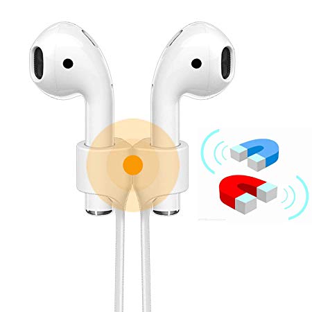 Airpods Strap, Coopsion Airpods Magnetic Strap AirPods Sports Strap Silicone Anti-Lost Strap for Airpods (White)