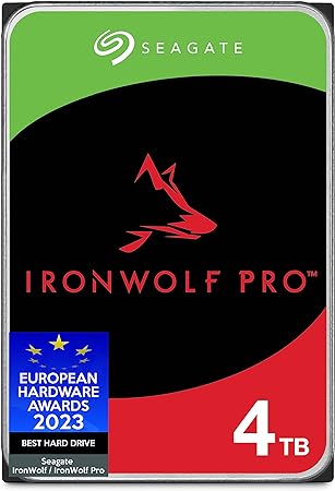 Seagate IronWolf Pro, 4TB, Internal Hard Drive, NAS, 3.5 Inch, SATA, 6GB/s, 7200 RPM, 128MB Cache, for RAID Network Attached Storage, 3 year Rescue Services, FFP (ST4000NEZ01)