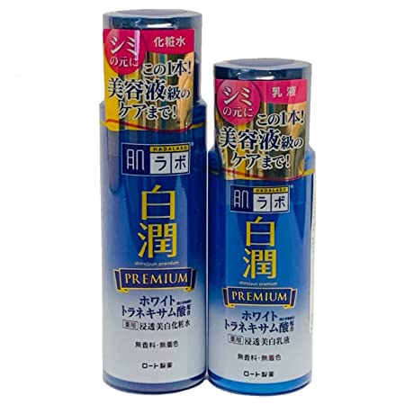 ROHTO Hadalabo Shirojun Premium Lotion 170ml and Medicated Penetration Whitening Emulsion 140ml set