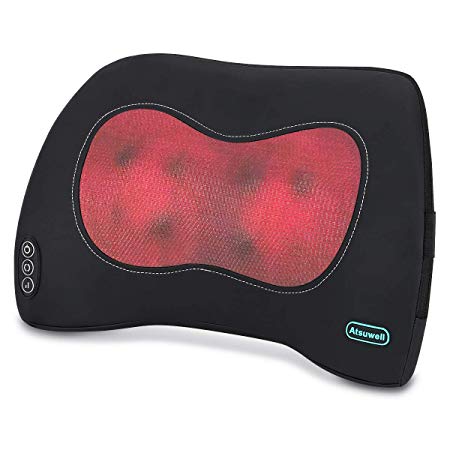 Atsuwell Shiatsu Lower Back Massager with Heat for Chair, Kneading Back Massage Pillow for Back Pain and Numbness Relief in Home Office and Car
