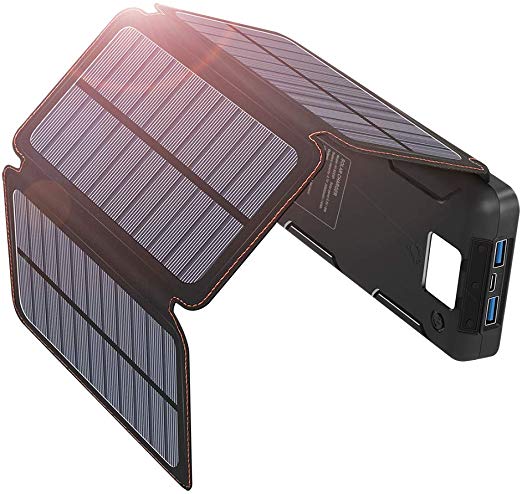 Portable Solar Charger 20000mAh Hiluckey 18W PD USB C Power Bank QC 3.0 Fast Charge External Battery Pack for iPhone, Samsung, iPad, MacBook, Nintendo Switch and More
