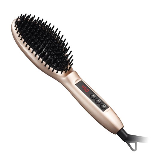 Paddle Hair Straightening Brush, Habor Thermo Hair Straightener with Fast Heat Up, Anion Hair Care, Anti Scald, Auto-Lock for Curly Wavy Hair, Detangling Hair Brush Dryer for Wet and Dry Hair