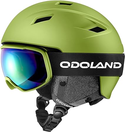 Odoland Ski Helmet and Goggles Set, Snowboard Helmet and Protective Glasses for Men, Women & Youth - Shockproof/Windproof Protective Gear for Skiing, Snowboarding