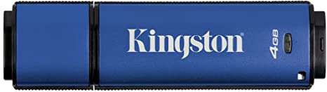 Kingston Data Traveler Vault Privacy USB 3.0 Flash drive, 4 GB DTVP30, 256 Bit AES Encrypted FIPS 197, Blue