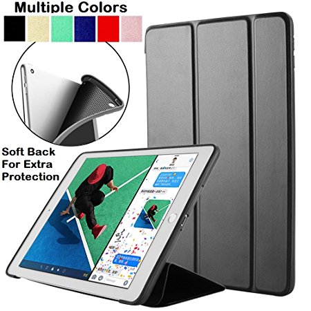 iPad Pro 10.5 Inch Case Soft Silicone Back (✔For Extra Shock Protection) TriFold Ultra Slim Smart Cover Auto Sleep/Wake, Multi-Angle Stand [iPad Pro 10.5" 2017 (A1701 A1709)]➤Soft Back- Black