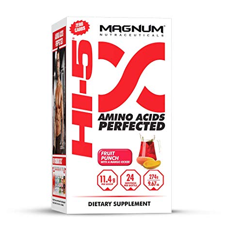 Magnum Nutraceuticals HI-5 Fruit Punch - 24 Servings - Amino Acids - Gain Lean Muscle - Reduce Fatigue - Improve Recovery