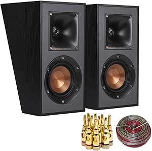 Klipsch Reference R-41SA Dolby Atmos High-Performance, Horn-Loaded Elevation Surround Speaker Pair with 5 Pair Banana Plugs and 50 Foot 16 AWG Gauge Heavy Duty Speaker Wire Cable