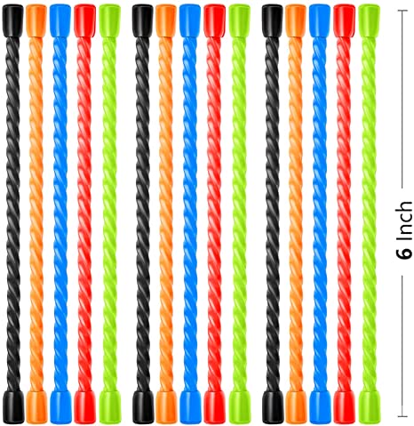 Gear Rubber Ties,15-Pack, Reusable Rubber Twist Ties, 6 Inch, Assorted Colors，All Purpose Bendable Ties for Indoor and Outdoor，Gear Reusable Ties Assortment Pack