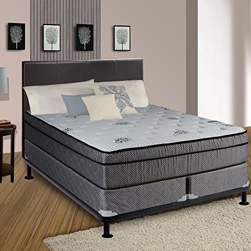Continental Sleep, 13-Inch Soft Foam Encased Hybrid Eurotop Pillowtop Memory Foam Gel Innerspring Mattress And Wood Traditional Box Spring/Foundation Set, Good For The Back, No Assembly Required, King Size 79" x 78"
