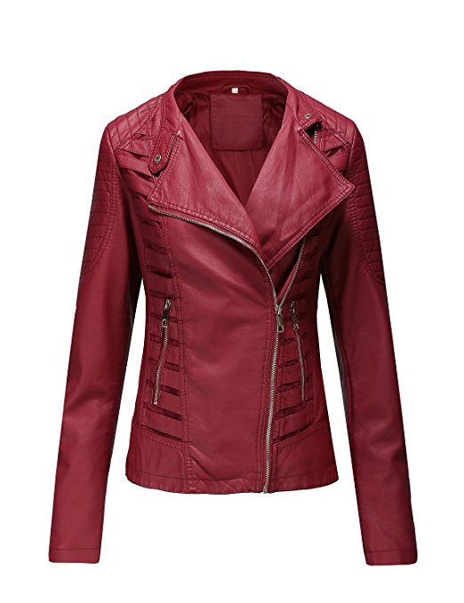 Bellivera Womens Faux Leather Short Jacket
