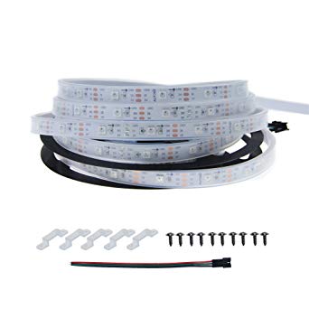 ALITOVE 16.4ft 150 Pixels WS2812B Individually Addressable RGB LED Strip Light Dream Color 5050 RGB SMD Tube Waterproof IP67 White PCB DC 5V for Arduino Raspberry Pi project