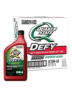 Quaker State 550024103-6PK 10W-40 Defy High Mileage Synthetic Blend Motor Oil - 1 Quart (Pack of 6)