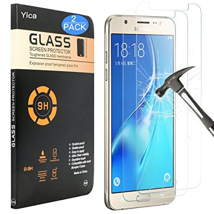 Yica [Tempered Glass] Screen Protector for Samsung Galaxy J7 (2016) Highest Quality Easy Install - 2-Pack