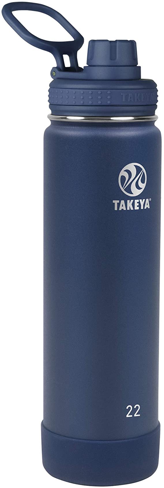 Takeya Actives Insulated Water Bottle w/Spout Lid, Midnight, 22 Ounce