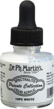 Dr. Ph. Martin's Spectralite Private Collection Liquid Acrylics (10PC) Arcylic Paint Bottle, 1.0 oz, White