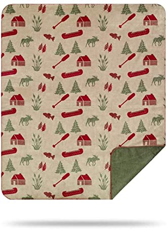Denali Ultimate Comfort Rustic Throw Blanket, Plush, Hand-Stitched, Super Cozy Blankets Made in The USA, Moose Camp