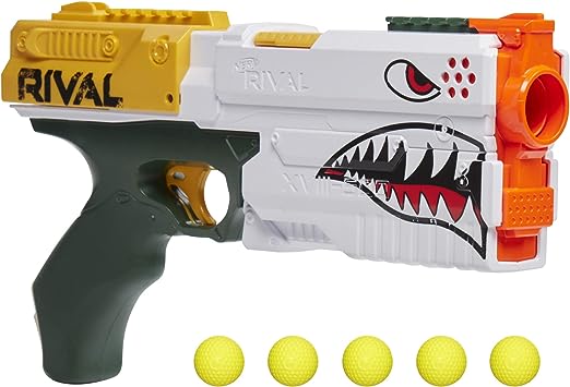 NERF Rival Kronos XVIII-500 Blaster, Breech-Load, 5 Rival Rounds, Spring Action, 90 FPS Velocity, White Color Design (Amazon Exclusive), (F4729)