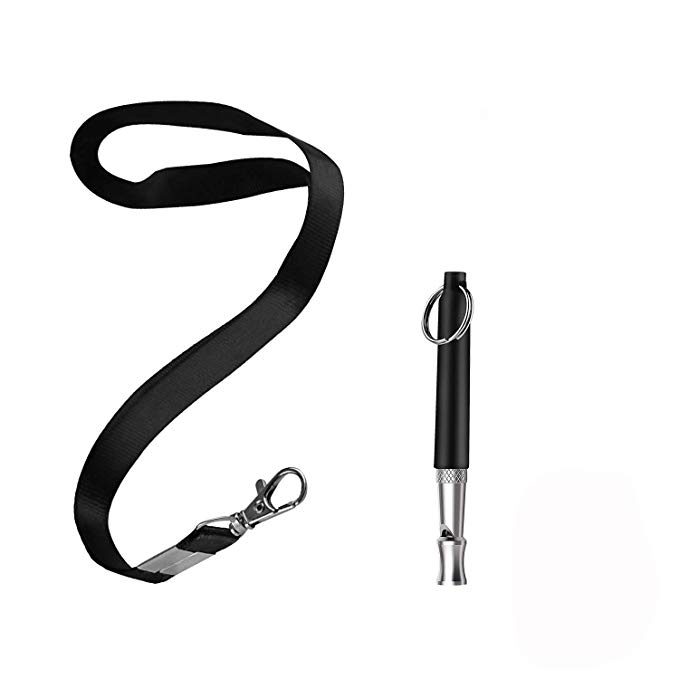 Dog Whistles, Professional Ultrasonic Dog Training Whistle to Stop Barking - Adjustable Pitch in Black Color with Free Premium Quality Lanyard Strap
