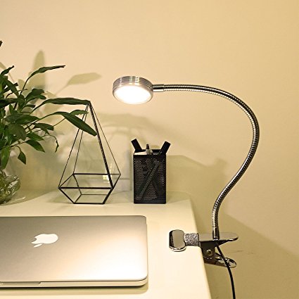 LEPOWER Super Bright Clip on Light/ Light Color Changeable/ Night Light Clip on for Desk, Bed Headboard and Computers (Silver)