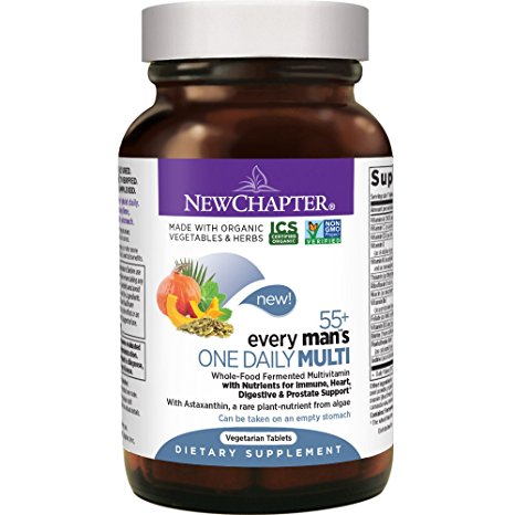 New Chapter Multivitamin for Men 50 plus - Every Man's One Daily 55  with Fermented Probiotics   Whole Foods   Astaxanthin   Vitamin D3   B Vitamins   Organic Non-GMO Ingredients  - 48 ct