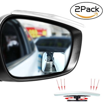 Upgrade Square-Shape Blind Spot Mirrors,EMIUP 360° Adjustable Convex Mirror Frameless HD Wide Angle Mirrors Rear View Mirror Universal For Car SUV,Truck,Motorcycle-2Pack