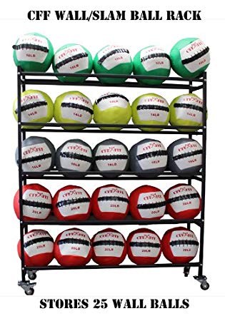 CFF 5 Tier Medicine Ball Storage Rack Holds up to 25 Wall/Slam Balls 14" Gyms Balls