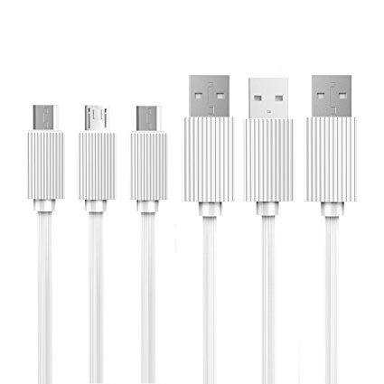 TOBETB 3 Pack Micro USB Charging Cable 6ft White