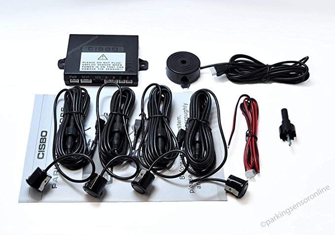 CISBO 18mm Detachable Rear Reverse Parking Sensor 4 Sensors Kit Audio Buzzer Kit (Silver)