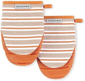 KitchenAid Albany Mini Oven Mitt 2-Pack Set, Honey, 5.5"x8"