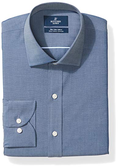 Buttoned Down Men's Slim Fit Stretch Poplin Non-Iron Dress Shirt