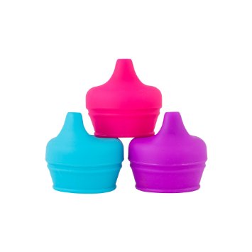 Boon Snug Silicone Sippy Lids Pink/Purple/Blue
