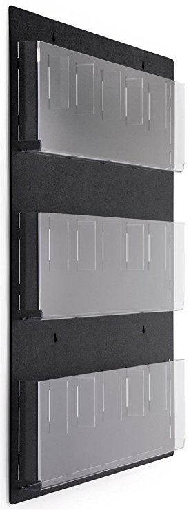 Displays2go Wall Mounted Literature Rack, Hanging with Adjustable Pockets, 29x35 (RP9BLK)