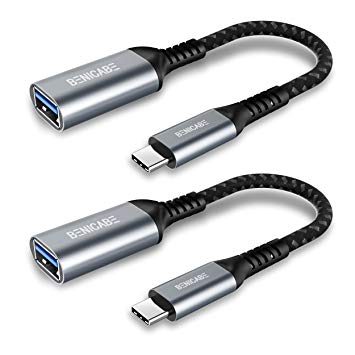 Benicabe USB C to USB 3.0 Adapter, Type C On-The-Go (OTG) Convertor Cable USB C Male to USB A Female Charger for MacBook Pro 2018/2017, MacBook Air 2018, Samsung Galaxy S10 S9 S8 Note 8 9 (2Pack)