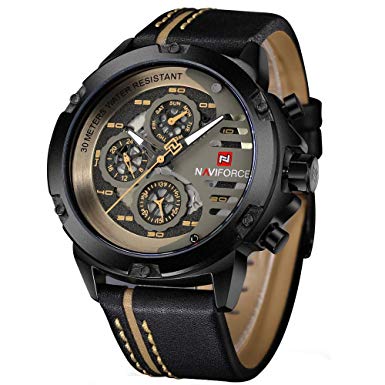 Sport Military Watches for Men Waterproof Watch Analog Quartz Leather Band Date Calendar Clock Wristwatch