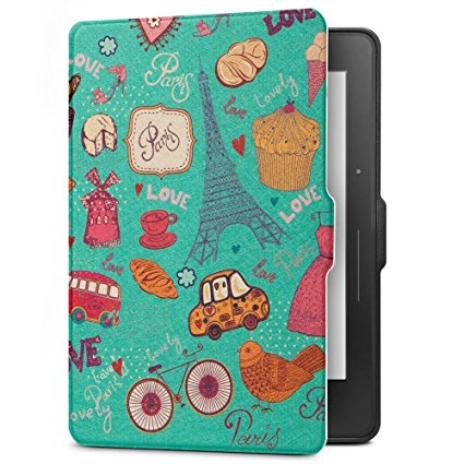 Ayotu Case for Kindle Voyage E-reader Auto Wake and Sleep Smart Protective Cover, For Amazon 2014 Kindle Voyage Case Painting Series KV-09 The Paris Impression