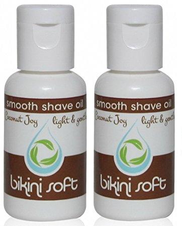 BIKINI SOFT Smooth Shave Oil (2 oz) Lovely Coconut Joy Scent - SMOOTHEST SHAVE EVER on Legs, Underarms, Bikini Line & Intimate Areas: Stops Ingrown Hairs, Razor Bumps & Razor Burn- FOR SENSITIVE SKIN